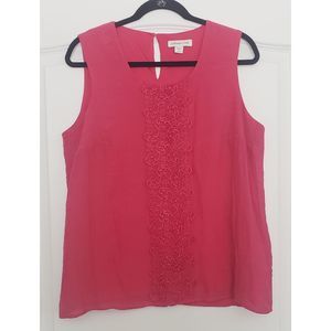 Coldwater Creek Pink Sleeveless Lace Detail‎ Tank Sz L/14 Boho Beach Resort